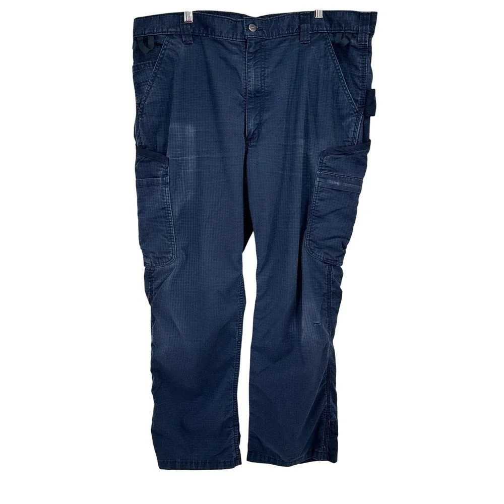 Carhartt Force Men's Navy Blue Ripstop Cargo Work Pants 40x30 Straight‎ Leg